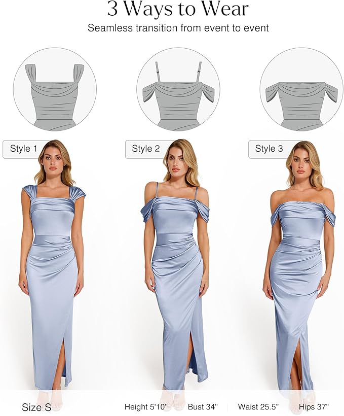Popilush Womens Shapewear Maxi Dress Multi Way Wear Off The Shoulder Bodycon Long Cocktail Formal Dresses