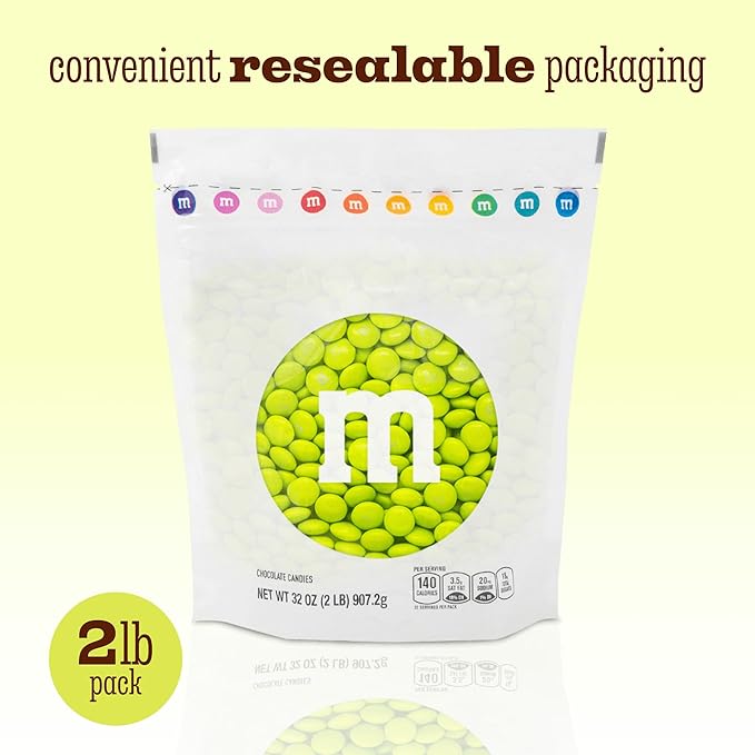 M&M’S WORLD Electric Green Milk Chocolate Candy, 5lbs, Bar