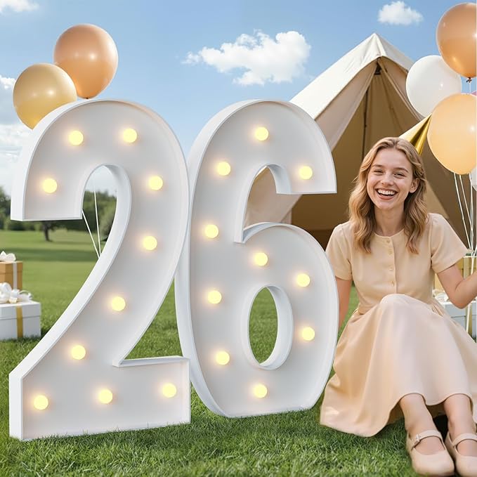 imprsv 4FT Marquee Numbers 26 for 2026 Graduation Decorations, Light Up Sign 26 for Graduation Signs Class of 2026, 26th Birthday Party Decorations