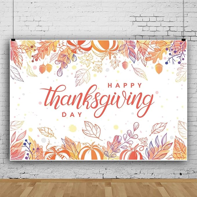 9x6ft Happy Thanksgiving Day Photography Backdrop Thanksgiving Day Party Background Leaf Pumpkin Filbert Thankgiving Party Banner Wallpaper Thanksgiving Photo Studio Props