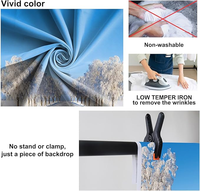 Baocicco 12x8ft Winter Scenery Backdrop Photography Snow Cover Trees Frozen Road Wonderland Christma Xmas Landscape Background Cloth Family Holiday Party Decorations New Year Banner Studio Props