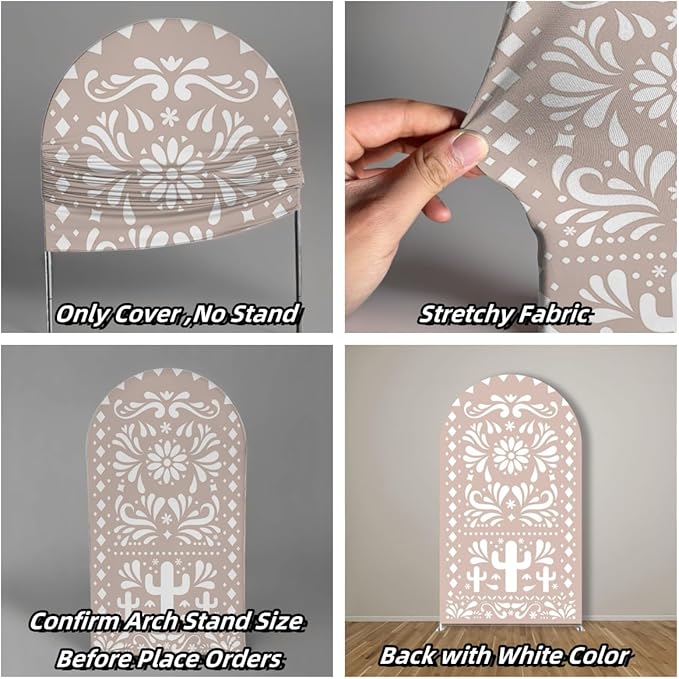 Beige Arch Backdrop Cover Birthday Party Baptism Cutie Baby Shower Arch Stand Spandex Covers Wedding Mexican First Fiesta Parties Decorations (4X7.2ft,G3762)