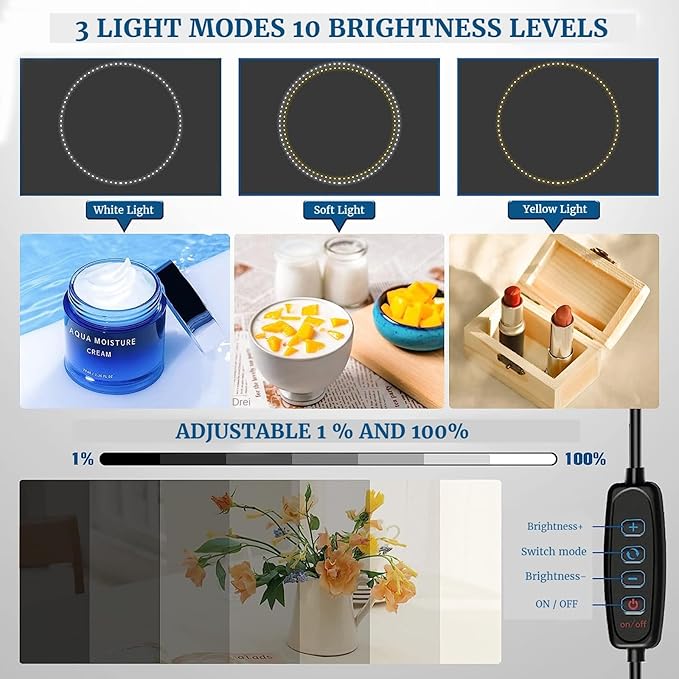 Portable Photo Studio Light Box, PULUZ 16"x16" Professional Dimmable Shooting Tent Kit with 160 LEDs Lights & 6 Kinds Double-Sided Color Backgrounds for Product Photography