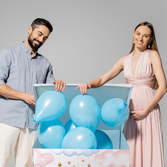 AmazingSpark 28in Jumbo Gender Reveal Gift Box Kit with Oversized Box Giant Pull Bows for Gender Reveal Baby Shower Birthday Party Decor (Twinkle Little Star)