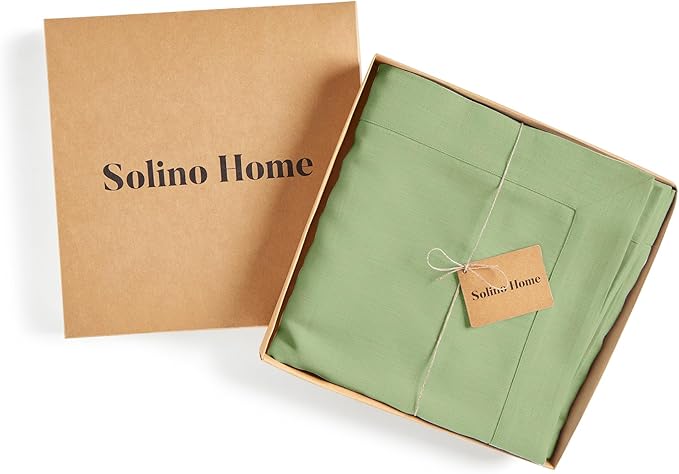 Solino Home Linen Tablecloth 60 x 108 Inch - 100% Pure Linen Laurel Green Table Cloth for Rectangle Tables - Fete, Machine Washable Tablecloth for Spring, St Patricks Day, Easter