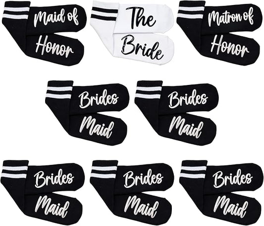 Funky Junque Bride Socks for Bachelorette Party Favors, Bridesmaid Gifts, 100% Cotton Crew Socks, Bridal Shower Accessories