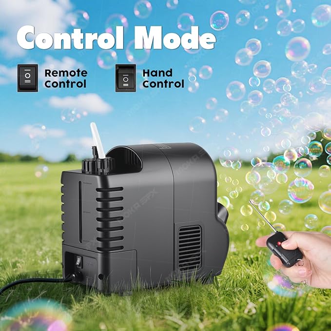 Moka Intelligent Fuel-efficient Bubble Machine with Remote Control & Battery Option - 5M Bubble Range,Continuous Operation for Halloween Party Christmas Holiday Events (Bubble)