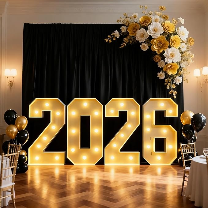 2.3 FT LED Light Up Number Sign - Class of 2026 Marquee Letters, Christmas & New Year Graduation Decor for Indoor Outdoor Celebration & Photo Backdrop