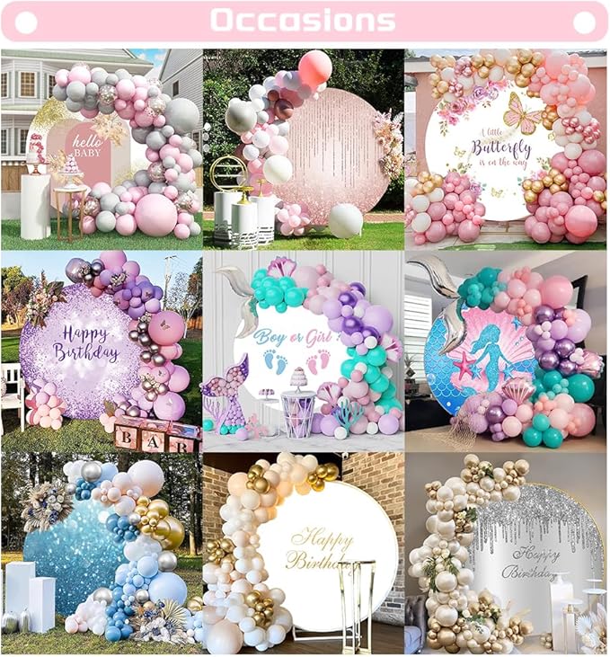 OERJU 7.2x7.2ft Round Birthday Backdrop Cover Rose Gold Glitter Diamonds Happy Birthday Background for Photography Women Girls 16 18th 21th 30th Bday Party Decorations Photo Studio Booth Props