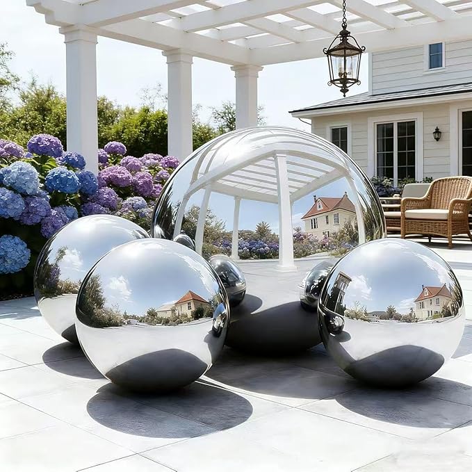 Silver Inflatable Big Mirror Ball Gold Shiny Balls Large Hanging & Standing PVC Disco Bubble Balloon for Christmas, Birthday, Party, Wedding, Decoration, Other Events (1 Pcs, 24in Without Pump)