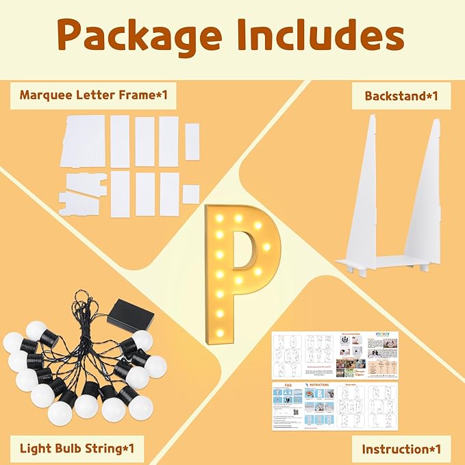 imprsv Light Up Letters, 4FT Marquee Letters for Birthday Wedding Engagement Party Decor, Large Marquee P for Party Decoration Arch Kit Decorations