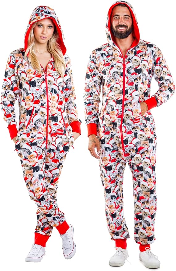 Tipsy Elves Christmas Onesies for Adults - Comfy Unisex Matching Holiday Jumpsuits with Convenient Pockets