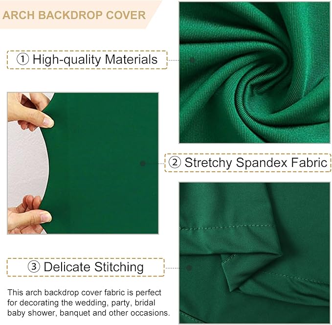 Arch Stand and Cover Set Green Spandex Fitted Arch Cover Metal Arched Stand with Arched Backdrop Covers for Wedding Birthday Party Baby Shower Decoration