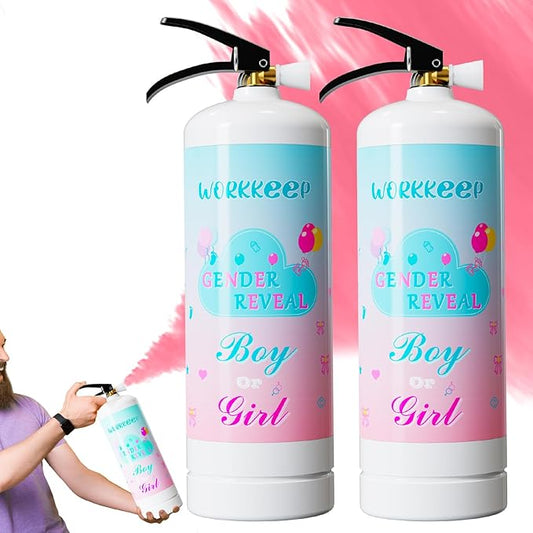 Giant Gender Reveal Fire Extinguisher: 2 Packs Pink Gender Reveal Ideas Only for Baby Girl with 100% Biodegragable for Gender Reveal Decorations - 20+ Feet (Pink)