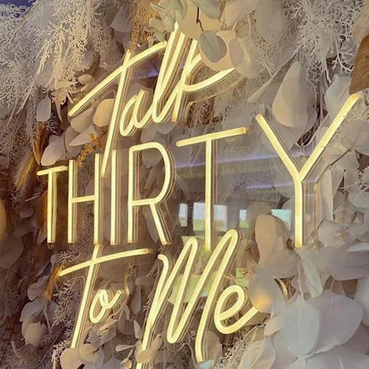 Talk Thirty To Me Neon Signs for Wall Decor,Happy Birthday Neon Signs for Bedroom Wall with Dimmable Switch for Any Age Children's Room,Party,Christmas,Wedding Decoration,SIGNVIA,40 * 38cm