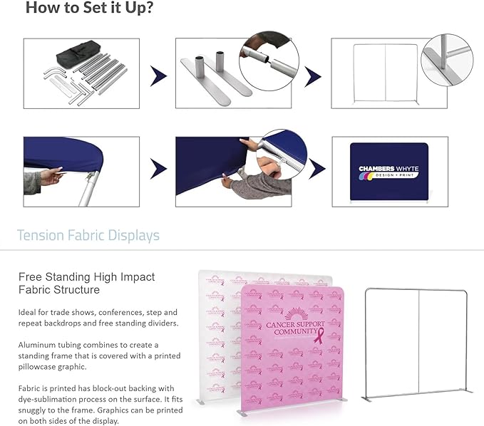 Tension Fabric Displays Stand Custom Banner 13 x 8 FT Straight Trade Show Exhibit Booth Trade Show Backdrop Display Aluminum Frame Holders