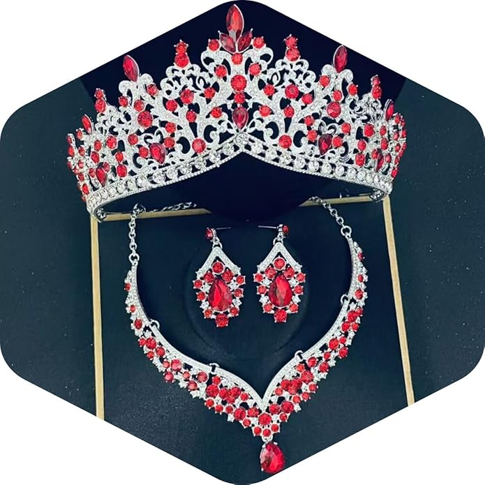 Kamirola Tiaras and Crowns for Women,Tiaras Earrings Necklace, Crystal Bridal Jewelry Set, Costume Party Halloween Prom Pageant Jewelry for Women TR80