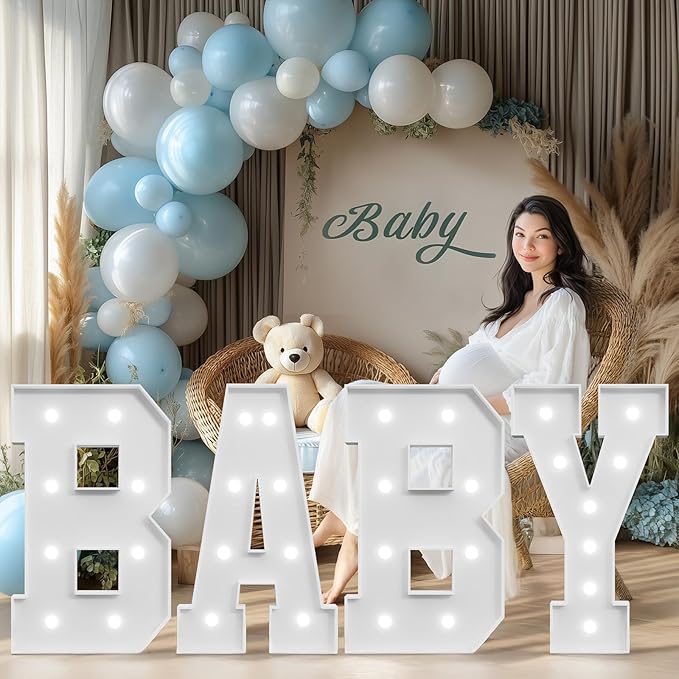imprsv Baby Shower Decorations for Girl Boy Marquee Letters 3 Feet Tall Large Light Up Letter for Gender Reveal Party Decor