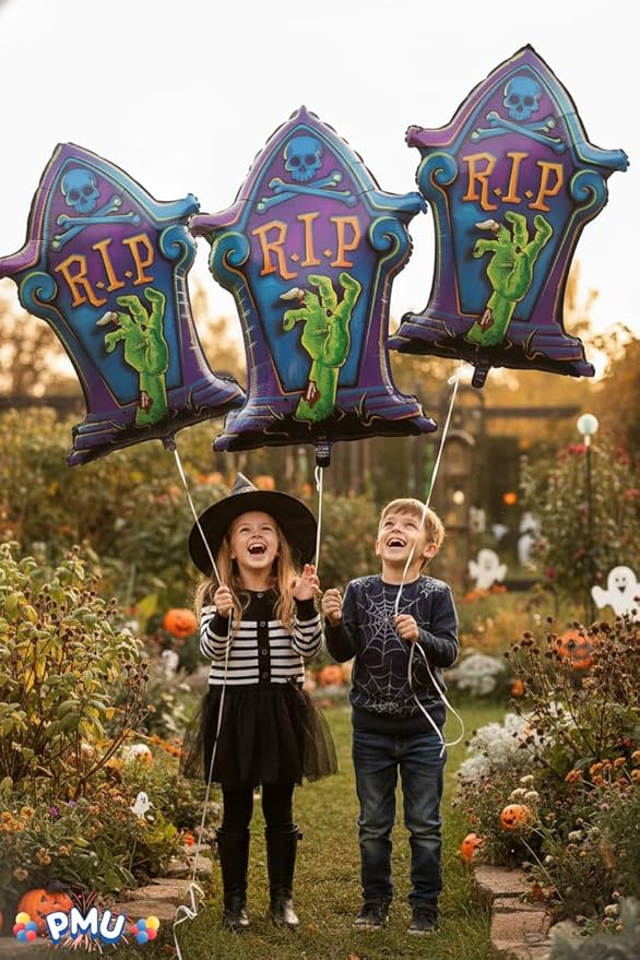 PMU 25 Pc Halloween R.I.P. Tombstone 36 Inch Jumbo Mylar-Foil Balloon