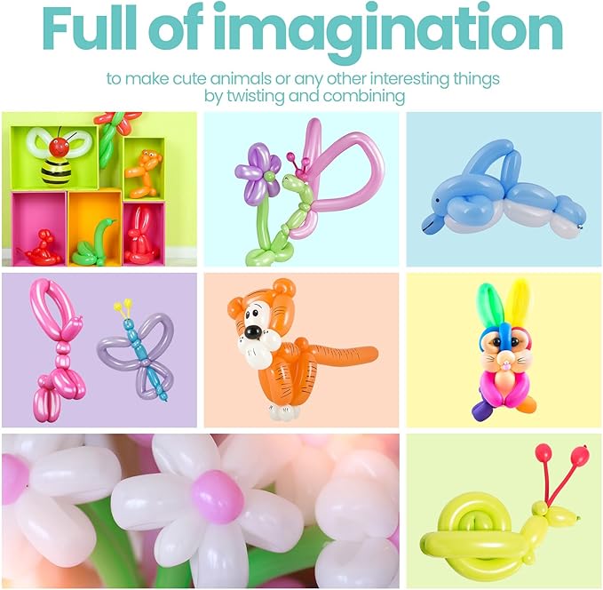 Lenwen 1000 Pcs Long Balloons Bulk 260 Latex Twisting Balloons Decoration for Birthday, Wedding, Festival, Clowns, Party Supplies(Multi Colors)