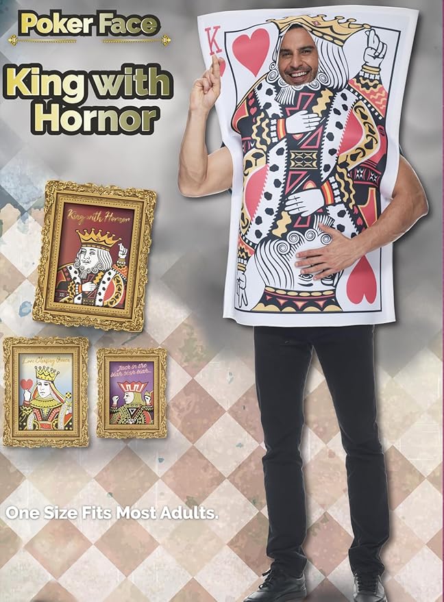 ReneeCho King and Queen of Hearts Cards Couple Halloween Costumes 1Pc Men Women Wonderland Adults Family Funny Costumes
