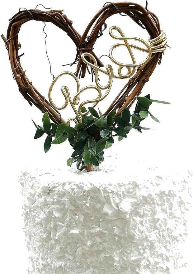 Personalized Enchanted Forest Cake Topper – Rustic Woodland Wedding Decor with Couple's Initials – Jungle or Mountain Theme Ceremony Keepsake