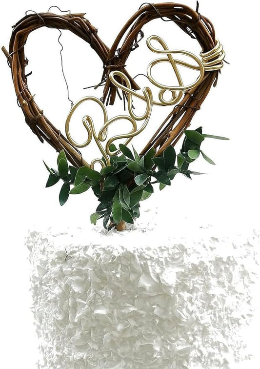 Personalized Enchanted Forest Cake Topper – Rustic Woodland Wedding Decor with Couple's Initials – Jungle or Mountain Theme Ceremony Keepsake