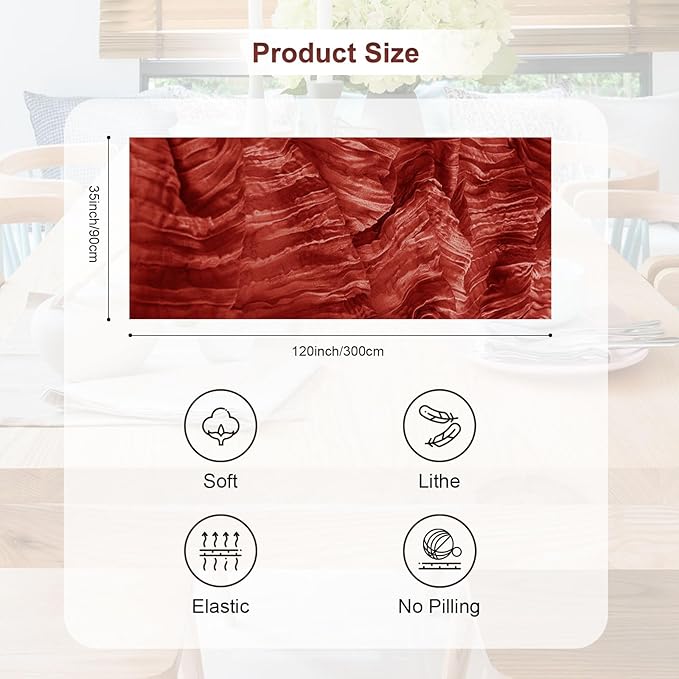 12 Pack Terracotta Christmas Cheesecloth Table Runner 35x120 Inch 10Ft Rustic Gauze Cheese Cloth Table Runner Sheer Cheesecloth Table Runners for Wedding Party Bridal Shower Decoration