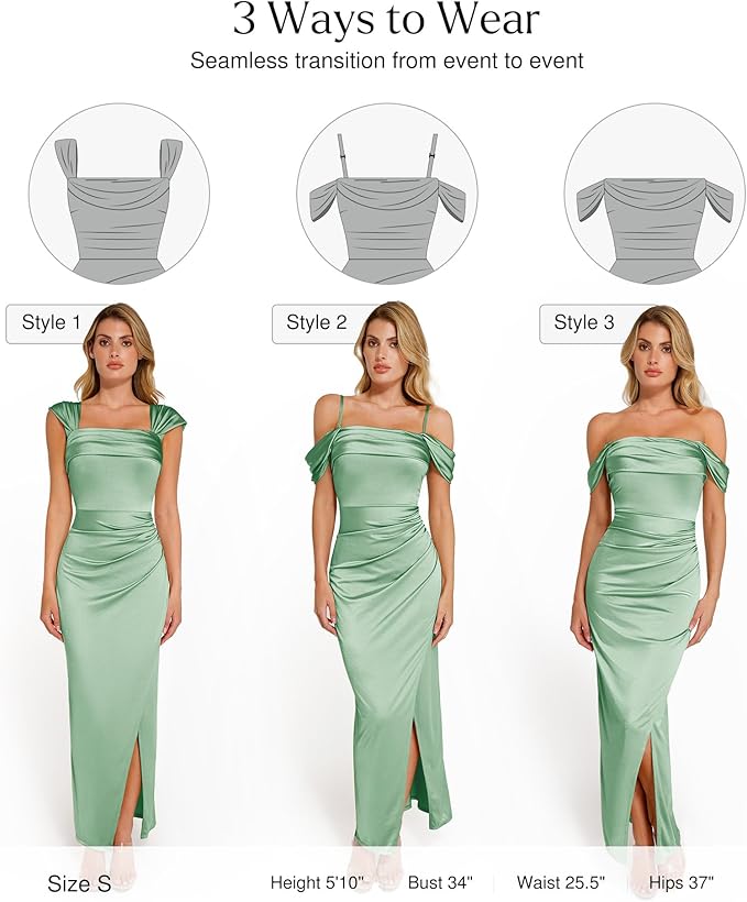 Popilush Womens Shapewear Maxi Dress Multi Way Wear Off The Shoulder Bodycon Long Cocktail Formal Dresses