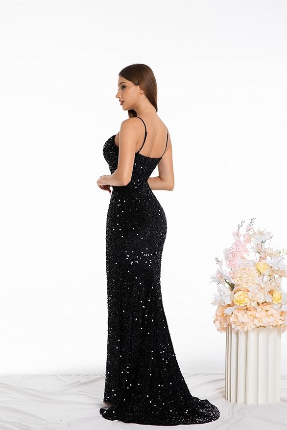 Evening Formal Dresses for Women Sequin Prom Wedding Guest Cocktail Dress Party Sexy Maxi Elegant Bodycon Night Gown
