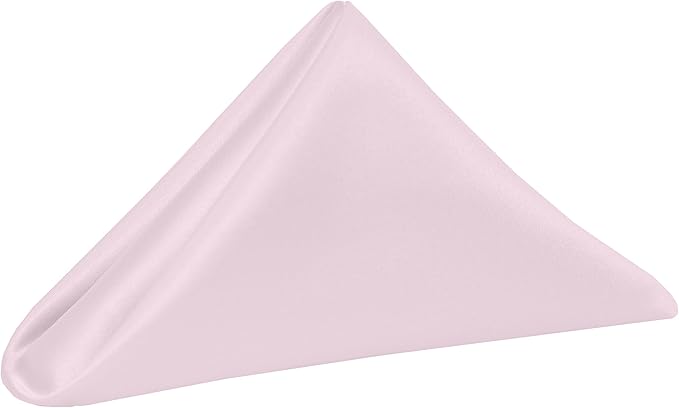Ultimate Textile Ice Pink Bridal Satin Wedding Napkins 17" x 17" (Set of 24) - Cloth Napkins Bulk Set, Wrinkle & Stain Resistant Polyester for Events