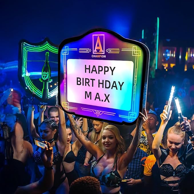 Bottle Service Sign,LED Letter Bottle Presenter,Bottle Service Lights Sign with 4 Set Letters & 1 Set Number,Nightclub LED Bottle Presenter for Home Decor, Birthday Parties,(A)