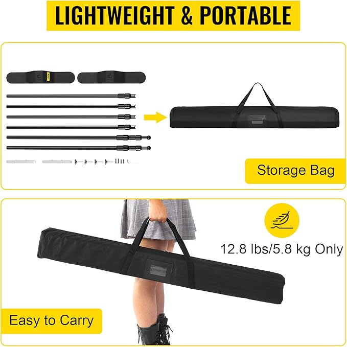 VEVOR Backdrop Banner Stand 8 x 8 Ft Adjustable Heavy Duty Background Stand with 1 Carrying Bag, Backdrop Stand for Parties Wedding Photo Booth Trade Show