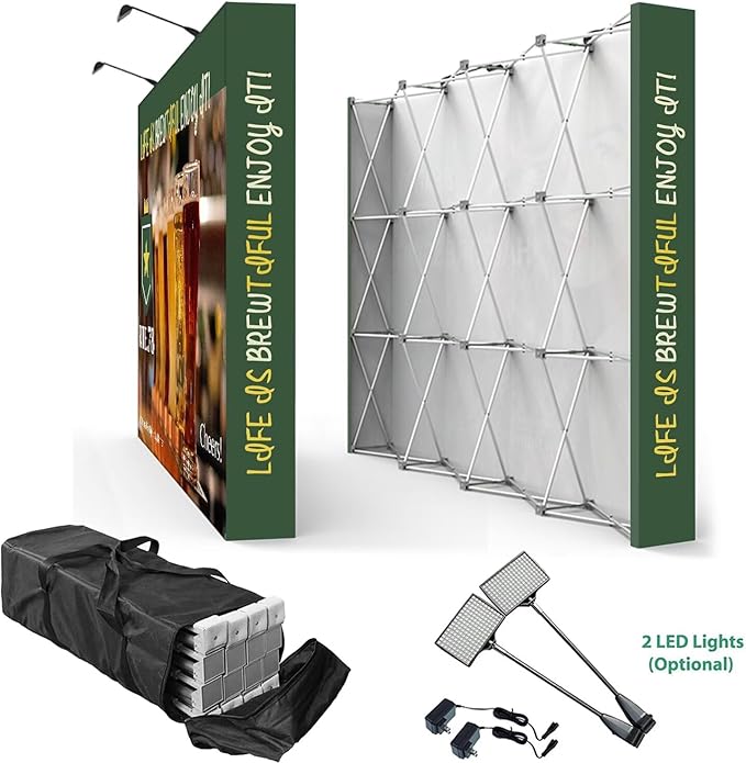 Fabric Pop Up Display Customized 7.5x20 FT Straight Trade Show Exhibit Booth Trade Show Backdrop Display Pop-Up Tension Fabric Displays