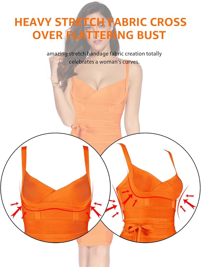 meilun Womens Rayon Belt Detail Bandage Bodycon Party Dress