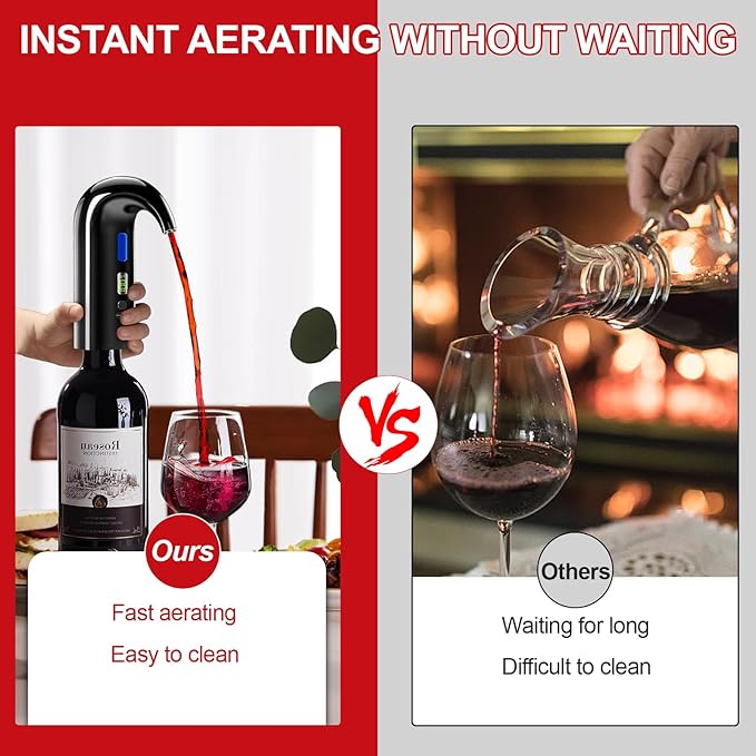 2026 Valentines Day Gifts, Electric Wine Aerator, One-Touch Automatic Wine Decanter for Red & White Wine, Wine Dispenser, Wine Pourer, Wine Gifts for Wine Lovers (Black)