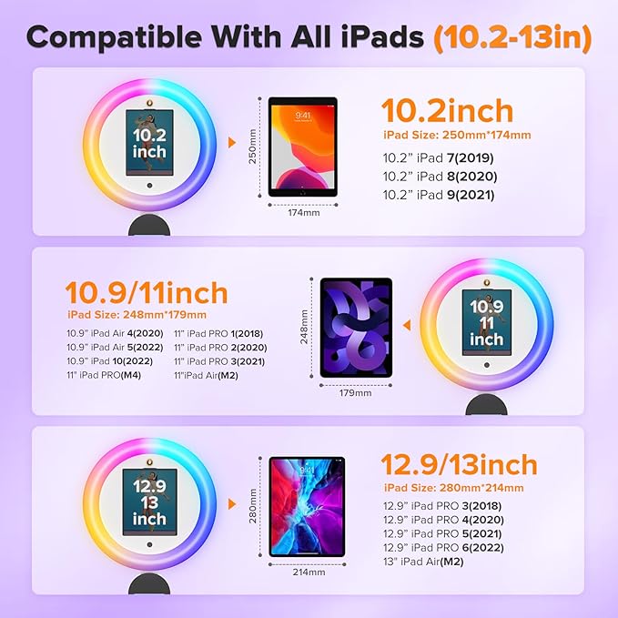 Portable Photo Booth Machine for iPad 10.2in 10.9in 11in 12.9in 13in, Software Remote Control Selfie Photobooth Logo Custom with Light Ring Flight Case