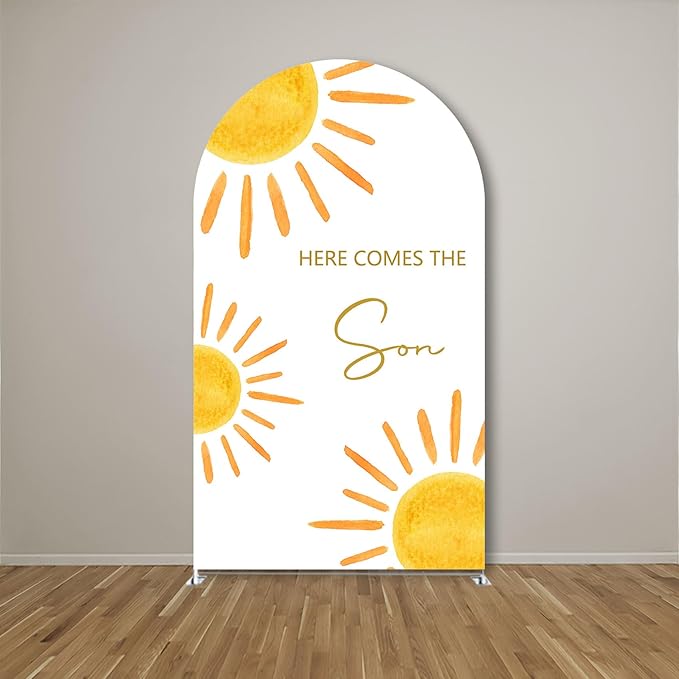 Here Comes The Son Arch Backdrop Cover First Trip Around The Sun Baby Shower Decorations Arch Spandex Cover Groovy Sunshine Birthday Party Fiesta (7.2x4ft Cover,24)