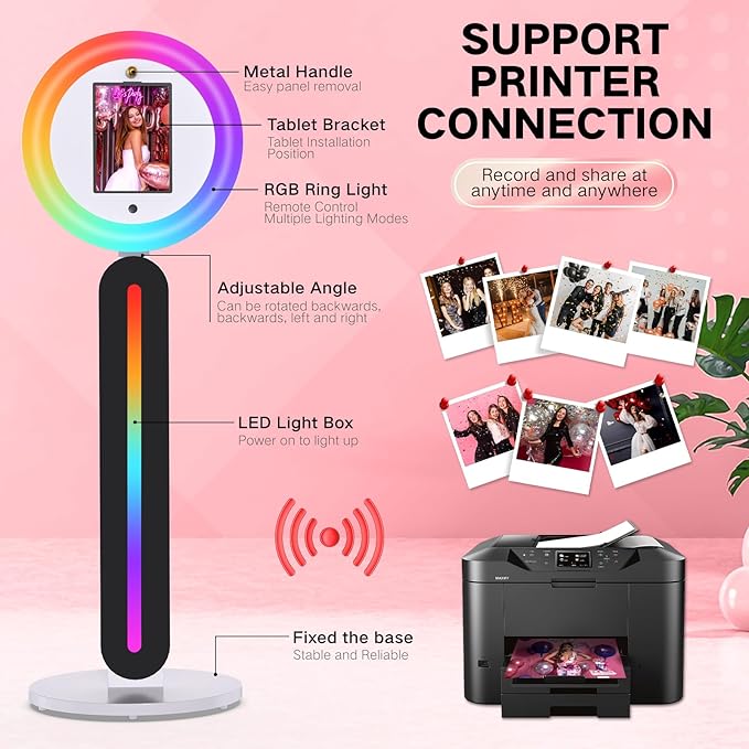 Portable Photo Booth Compatible with I pad Tablets, Free Custom Logo,Photo Booth Machine with Software APP Control,Music Sync,Flight Case,for Parties,Wedding