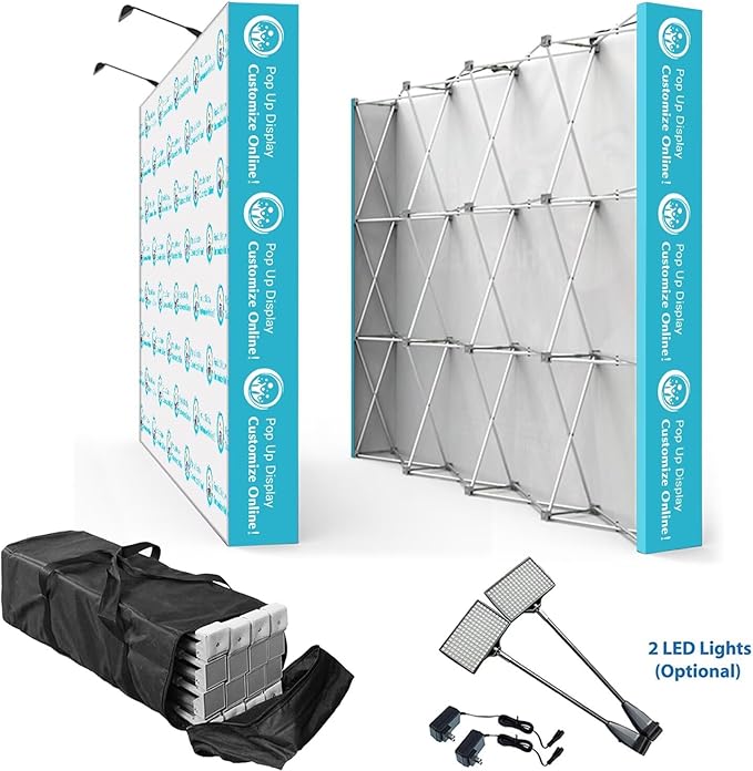 Pop Up Display Trade Show Backdrop 7.5 x 10 FT Custom Tradeshow Booth Display Banner Tension Fabric Backdrop for Business,Campuses, Weddings, Corporate