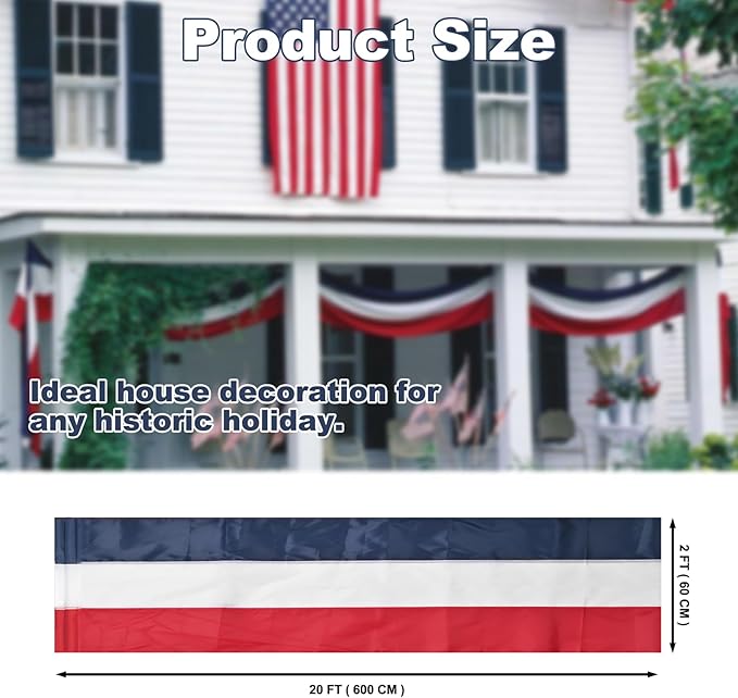 2 Pack American Bunting Flags 2x20 Ft Red,White & Blue Stripe Flags Outside Banners Decorations Outdoor Home Garden Porch USA Patriotic Flag for Garage,Competition,Anniversaries Decoration.