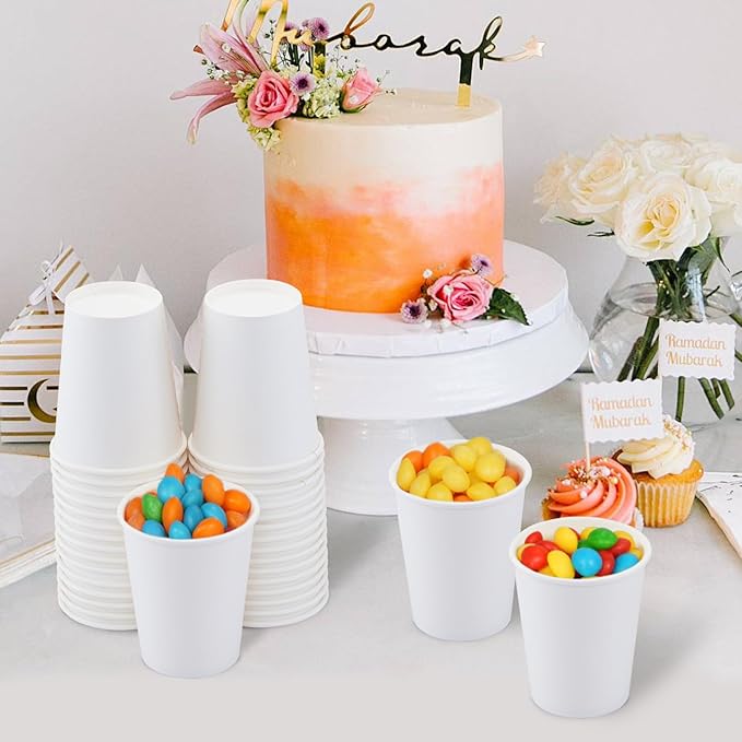 400 Count Paper Cups 8 oz, Disposable Coffee Cups Bulk, Thickened Durable Drinking Cups for Hot or Cold Beverage, Home, Office, Party, Business, Events