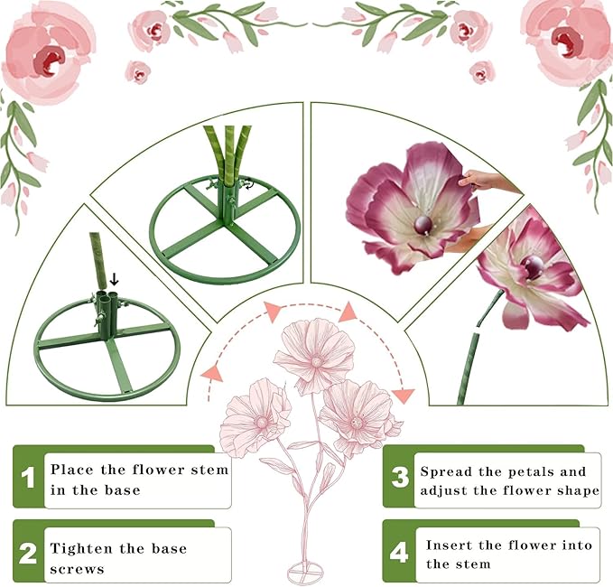 3pc Big Paper Artificial Flowers - Giant Flowers for Decoration, Large Fake Flower Bendable Rhizome with Stand, for Wedding Reception Birthday Graduation Party Window Display (Rose Red Gradient)