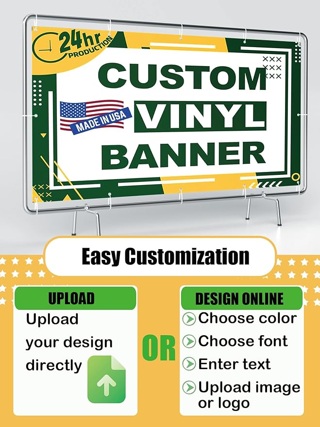 Custom Banner 8ft x 12ft Custom Vinyl Banner for Indoor & Outdoor Use - Full Color 13 Oz Sign - Personalized with High-Resolution Images, Text, & Graphics for Events