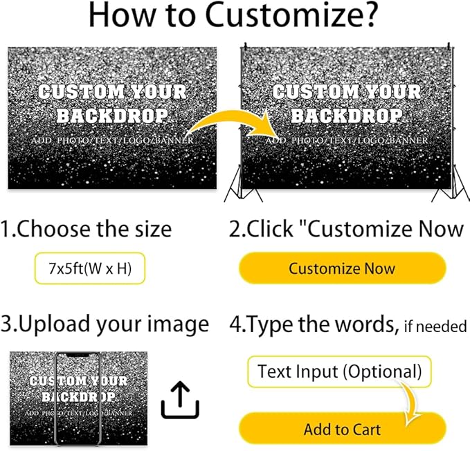 Leowefowa 15x8ft Custom Image Background Personalized Backdrop Customized Vinyl Backdrop with Pictures Photo Text Custom Banner Supplies Background for Baby Shower Birthday Party Decor