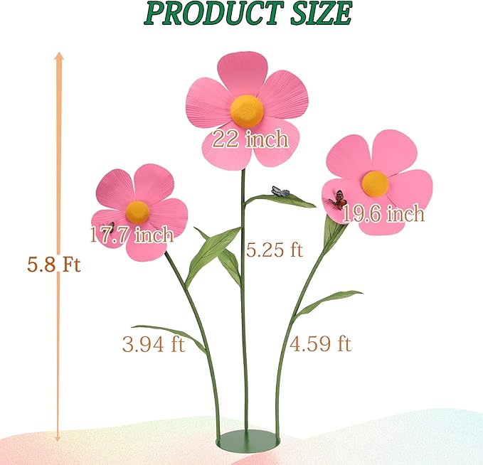 Giant Artificial Daisy Flowers Decoration Five Petal 5.8 Ft Tall Large Fake Daisies Spring Wild Flower for Party Garden Office Home Wedding Decor(Pink)