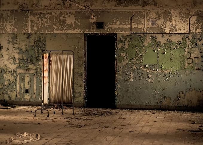 BELECO 15x8ft Fabric Creepy Old House Backdrop Abandoned Hospital Insane Asylum Haunted Halloween Backdrop Shabby Interior Horror Themed Party Decorations Kids Adult Portrait Shooting Photo Props