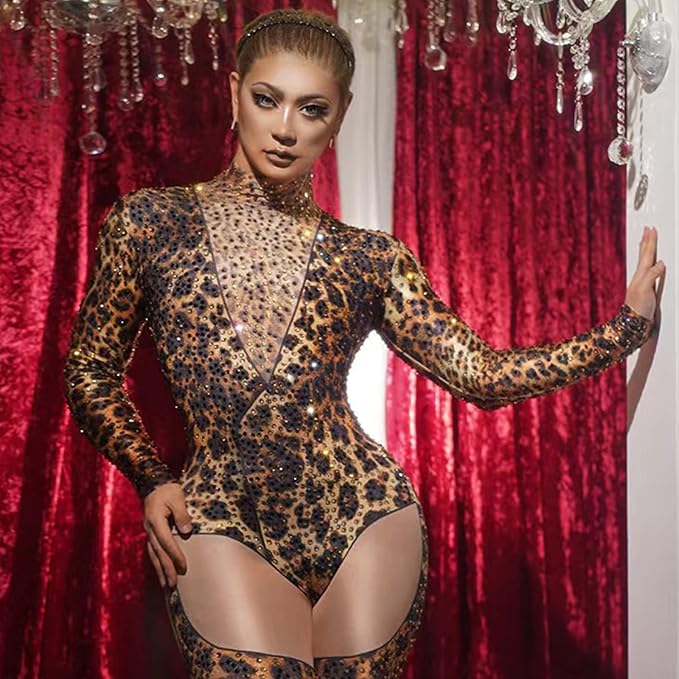 Full Rhinestone Jumpsuit Sexy Birthday Burlesque Women Leotard Drag Queen Team Costume Pole Dance Festival Outfit