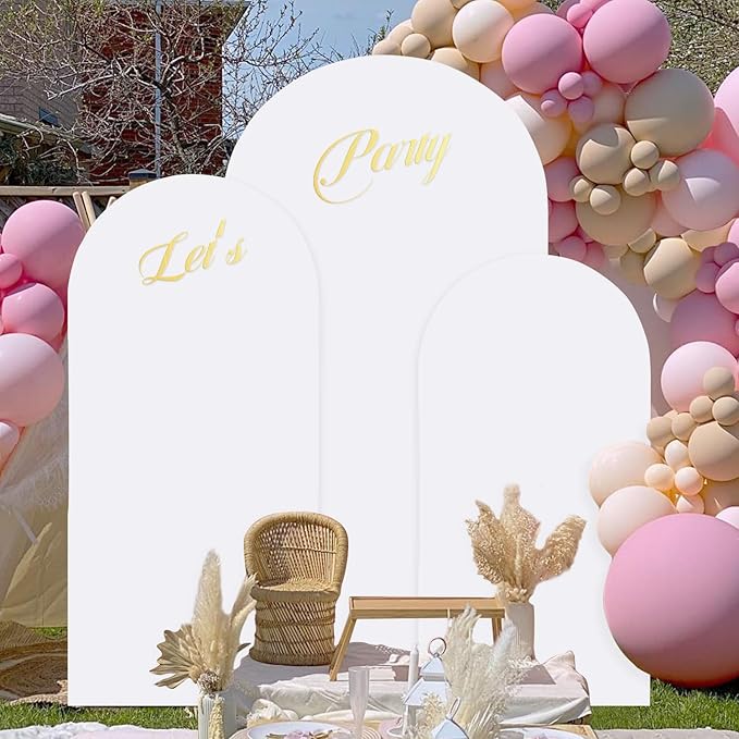 Arch Cover Set of 3 White Wedding Arched Backdrop Cover 4ft 5ft 6ft Spandex Fitted Arch Covers for Chiara Backdrop Stand Party Arch Frame Covers for Birthday Baby Shower Gender Reveal Decor