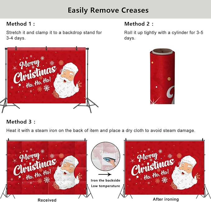 YongFoto Merry Christmas Backdrop 20x10ft Snowflakes Santa Claus's Smiling Fun Photography Background Happy New Year Xmas Eve Family Party Banner Room Decorations Photoshoot Wallpaper Photo Booth